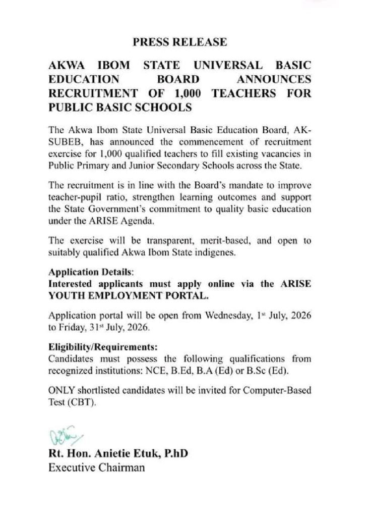 AKSUBEB Recruitment 2026/2027 Application Portal, Starting Date