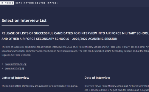 Air Force Military School Shortlisted Candidates 2026: Selection Interview List