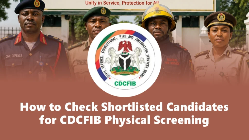 CDCFIB Shortlisted Candidates 2026/2027 for Physical Screening, Portal Login