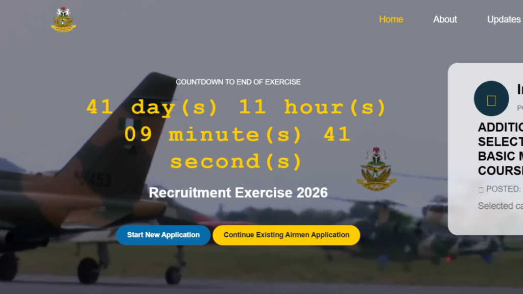 NAF Recruitment 2026/2027 BMTC Portal, Application Form