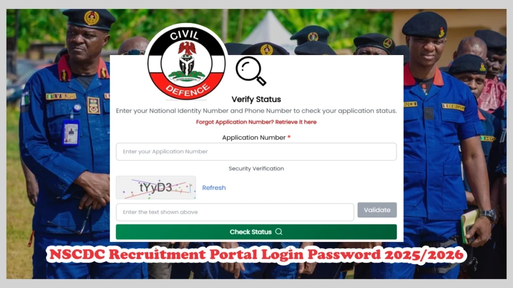 NSCDC Recruitment Portal Login Password 2026: Retrieve Details