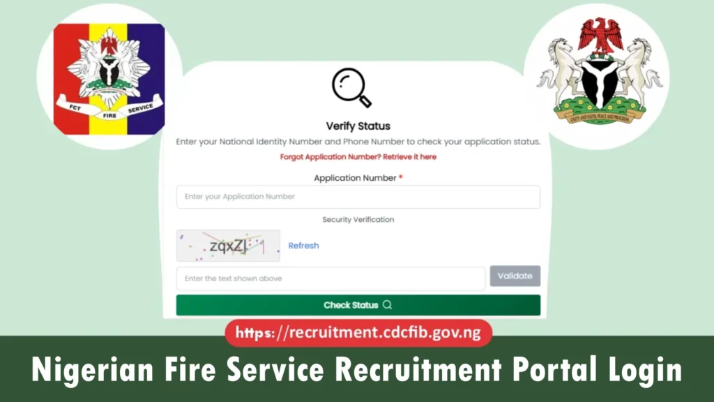 Nigerian Fire Service Recruitment Portal 2026 Login recruitment.cdcfib.gov.ng