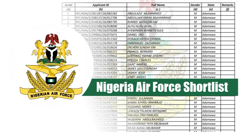 When is Nigeria Air Force Shortlist Coming Out in 2026? See Exam Date